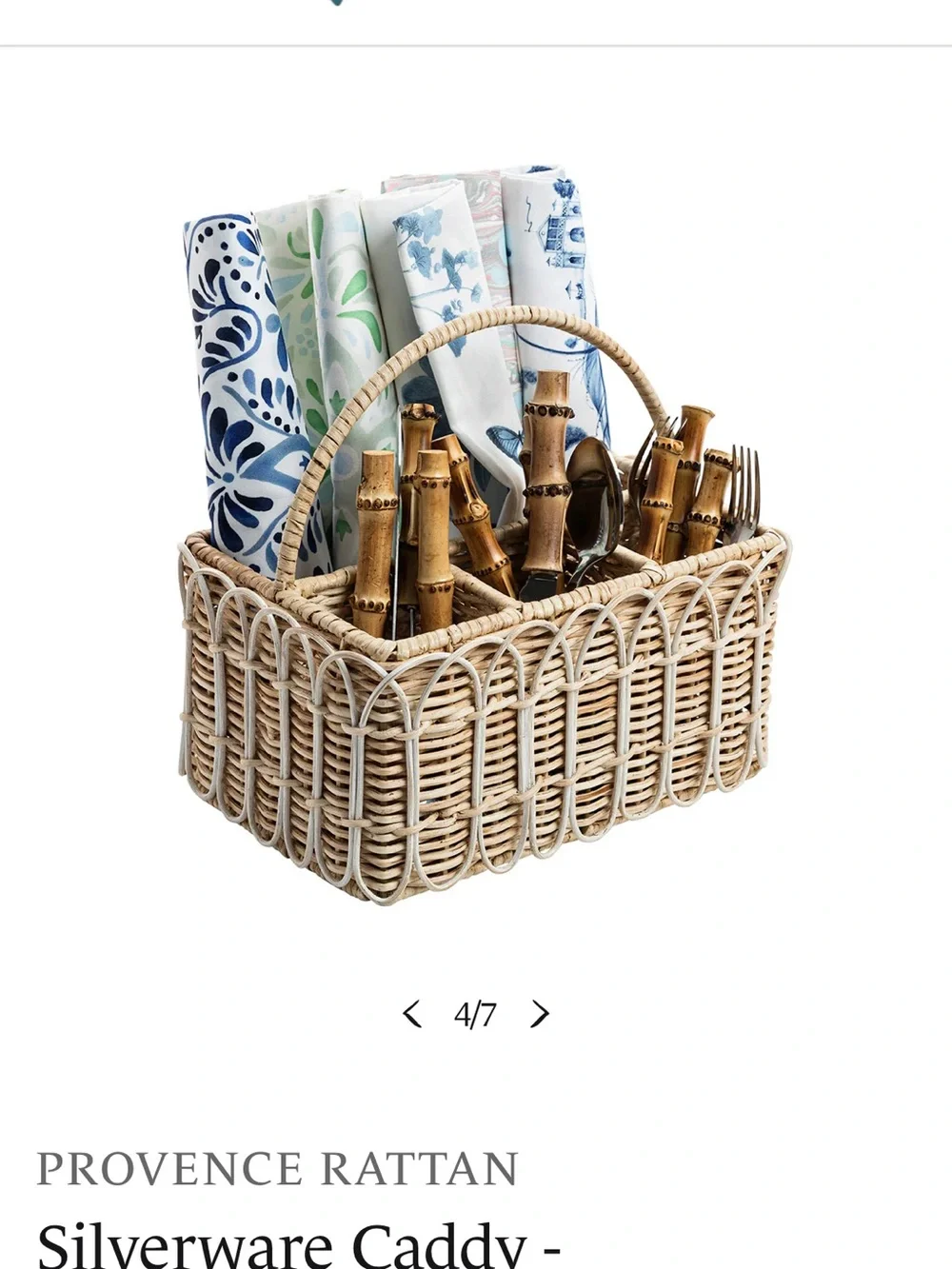 Juliska PROVENCE RATTAN - Silverware Caddy - Whitewash - Picture 4 of 5